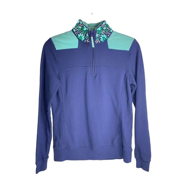 Vineyard Vines Womens Jeweled Collar Navy Blue Shep Shirt Top Size XXSmall - Picture 1 of 9